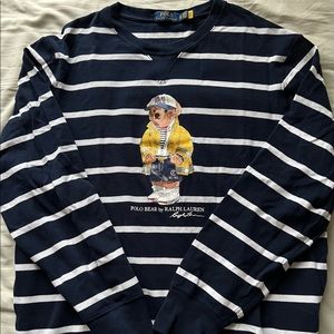 Polo Ralph Lauren Bear Striped Crew Sweatshirt